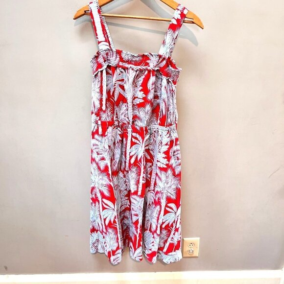 Talbots Oasis Oasis Palm Voile‎ Fit & Flare Midi Dress Size 8P - Picture 1 of 6